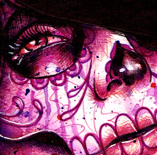 508x500 Original 5x7 Day Of The Dead Watercolor Painting Tophatter - Day Of The Dead Watercolor