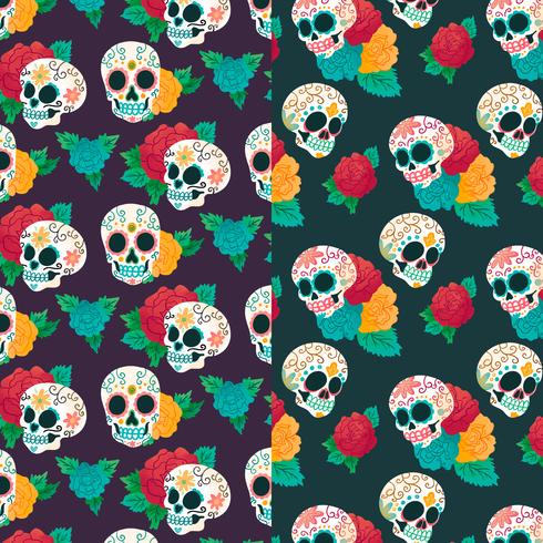 490x490 Watercolor Pattern Day Of Dead With Sugar Skull And Flowers - Day Of The Dead Watercolor