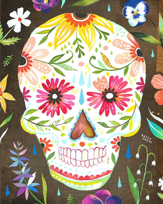 570x713 Day Of The Dead Skull Art Jacksonhayes - Day Of The Dead Watercolor