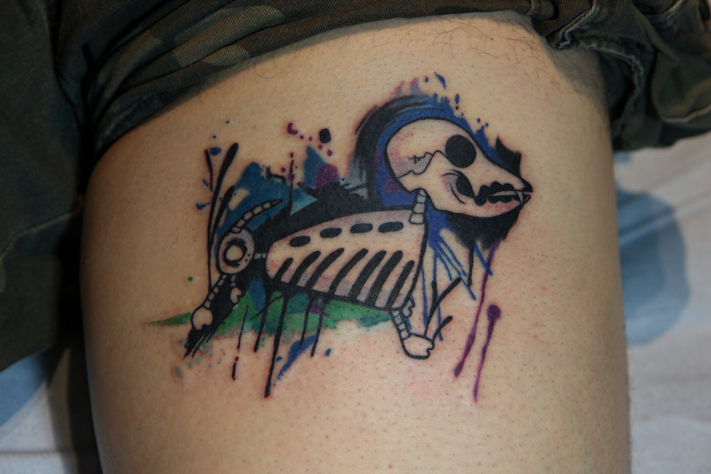 1024x683 Watercolor Day Of The Dead Dog Tattoo I Tattoo - Day Of The Dead Watercolor