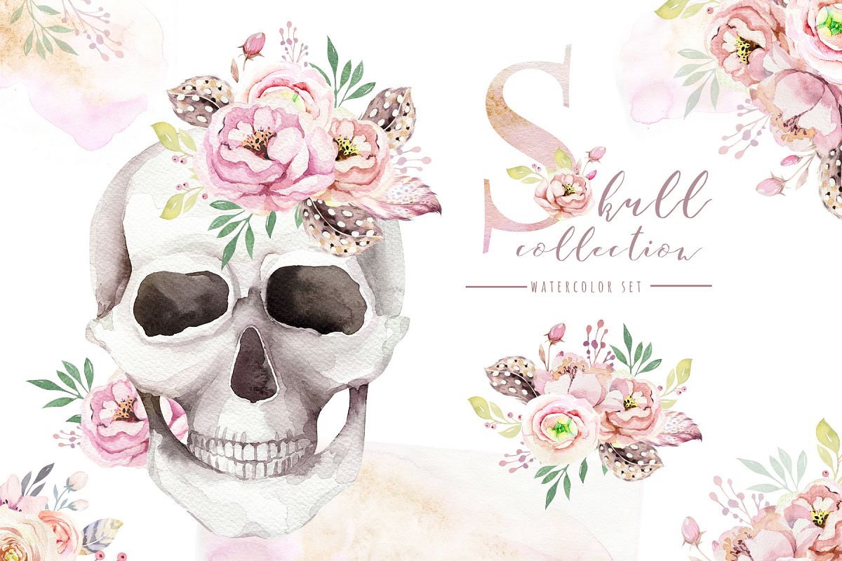 1200x800 Day Of The Dead. Watercolor Set. - Day Of The Dead Watercolor