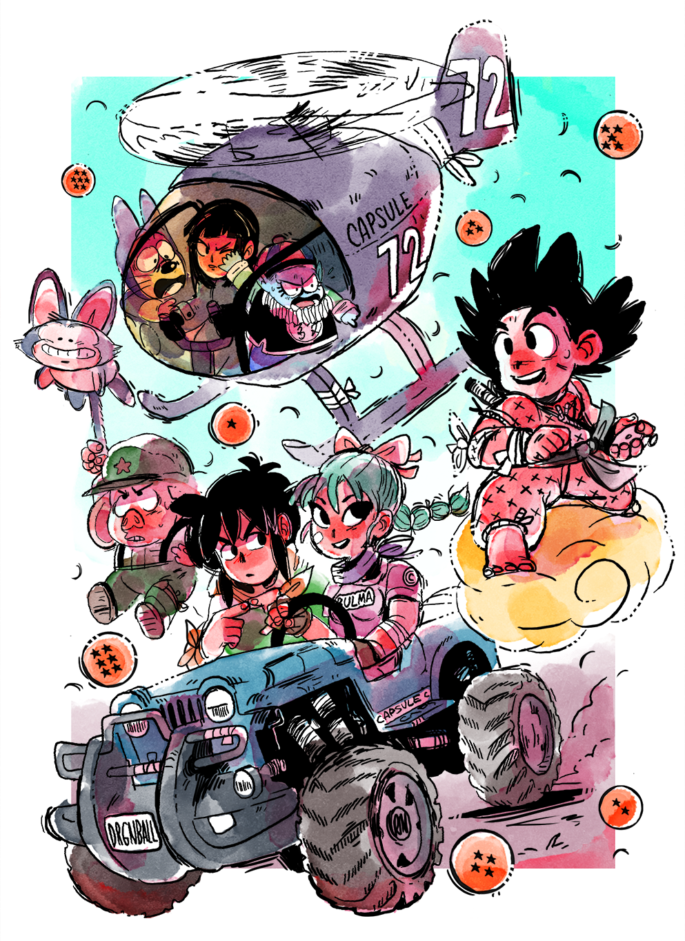 993x1364 Illustration Art Watercolor Ink Sketch Poster Dragonball Dragon - Dbz Watercolor