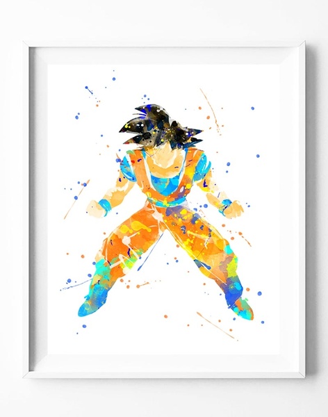472x600 Wish Dragon Ball Goku Watercolor Painting Canvas Art Print - Dbz Watercolor