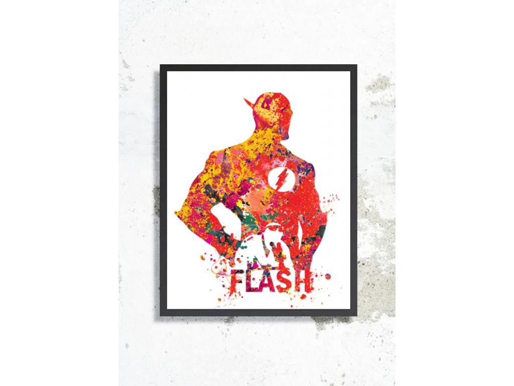 1024x768 Flash Watercolor Print Justice League Print Dc Comics Poster The - Dc Comics Watercolor