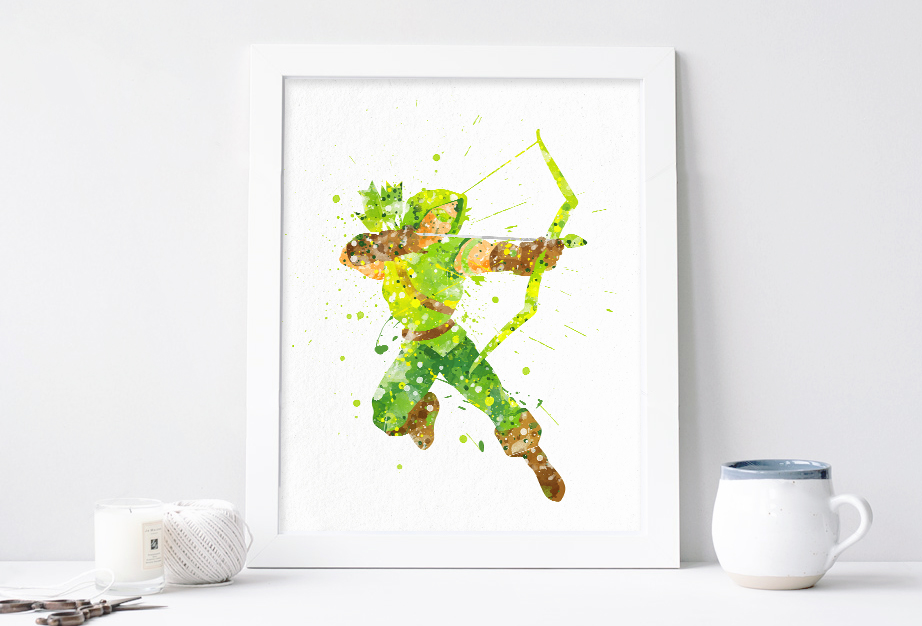 922x626 Green Arrow Poster - Dc Comics Watercolor