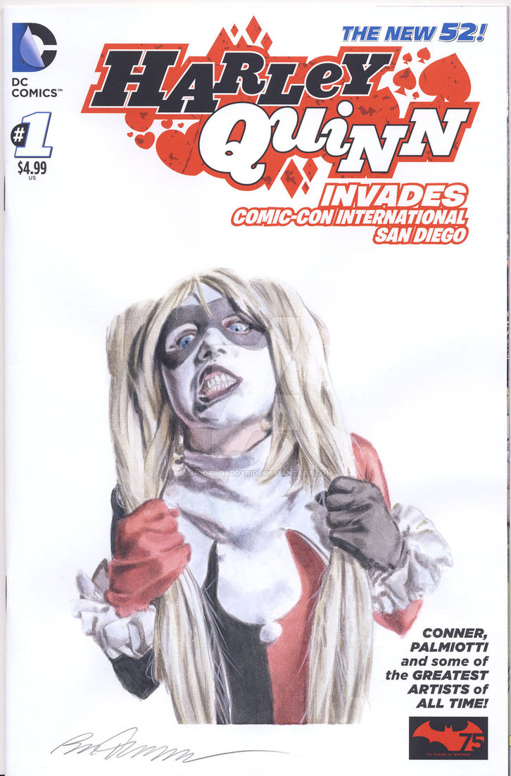 726x1101 Harley Quinn Sketch Cover Watercolor Painting By Smoothdaddyride - Dc Comics Watercolor