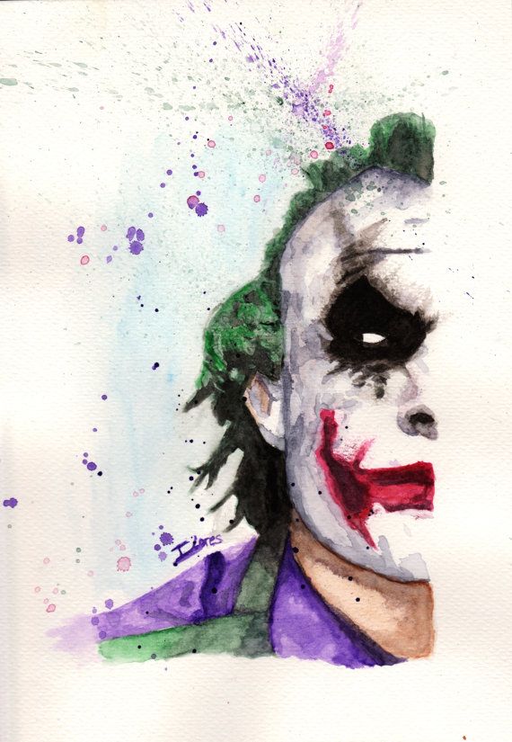 570x825 Joker Dc Batman Comic Watercolor Art Print Decor Paint - Dc Comics Watercolor