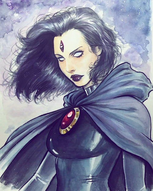 500x625 Raven Watercolor - Dc Comics Watercolor