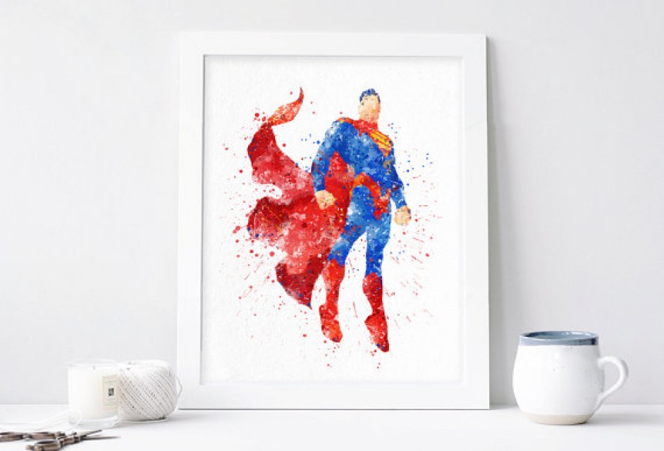 942x640 Superman Poster - Dc Comics Watercolor