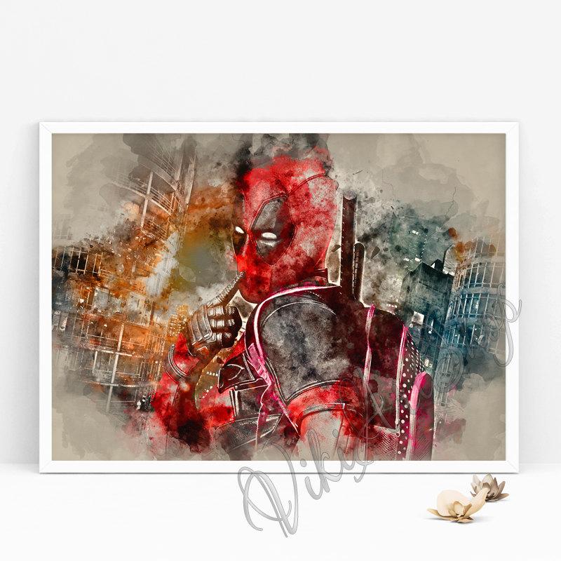 800x800 Deadpool Watercolor Art Poster Vikitogifts - Deadpool Watercolor