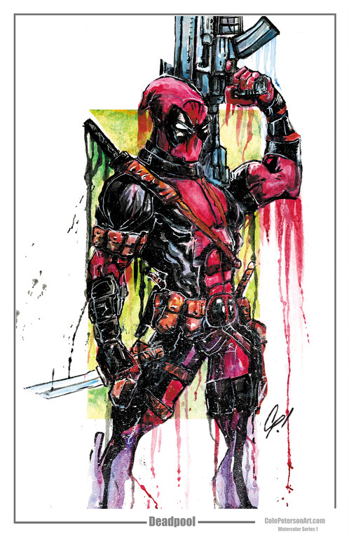498x769 Deadpool Watercolor Print - Deadpool Watercolor