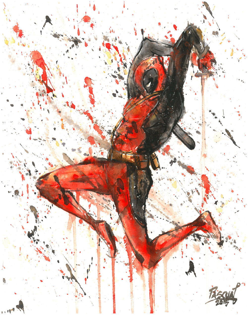1000x1273 Deadpool Pascual Productions - Deadpool Watercolor