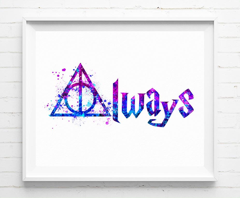 994x820 Harry Potter Deathly Hallows Always Art Print Poster Watercolor - Deathly Hallows Watercolor