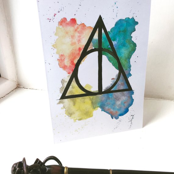 570x570 Harry Potter Deathly Hallows Watercolour A4 Amp A5 Print Etsy - Deathly Hallows Watercolor