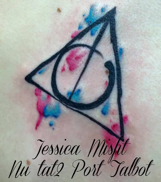 639x720 Nice Deathly Hallows Watercolor Tattoo By Jessicamisfit - Deathly Hallows Watercolor