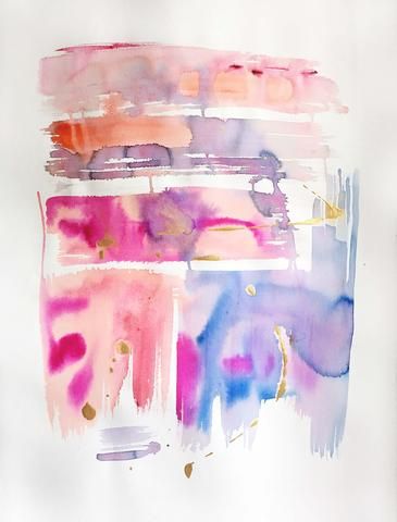 365x480 Watercolor With Metallic Gold Paint On 22x30 On Heavy Weight - Deckle Edge Watercolor Paper