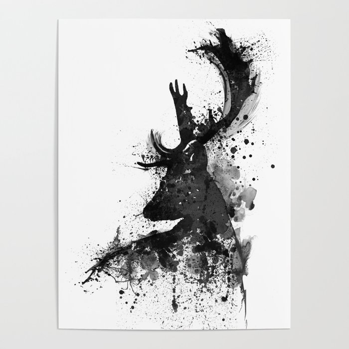 700x700 Deer Head Watercolor Silhouette - Deer Head Watercolor