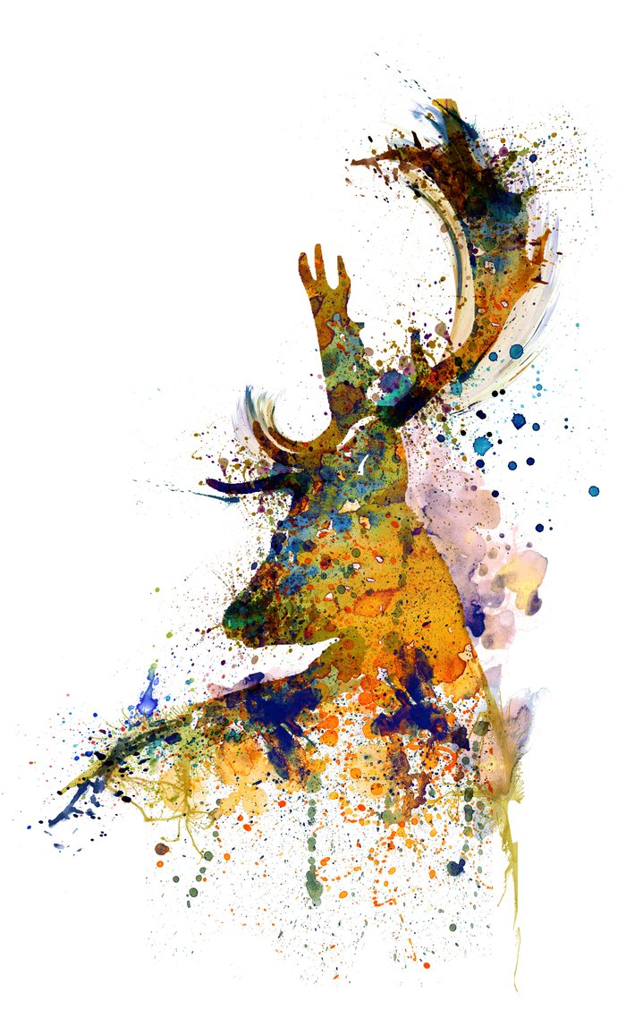 700x1147 Deer Head Watercolor Silhouette Window Curtains By Marianvoicu - Deer Head Watercolor