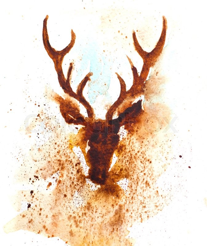 673x800 Deer Head Watercolor Style Stock Photo Colourbox - Deer Head Watercolor