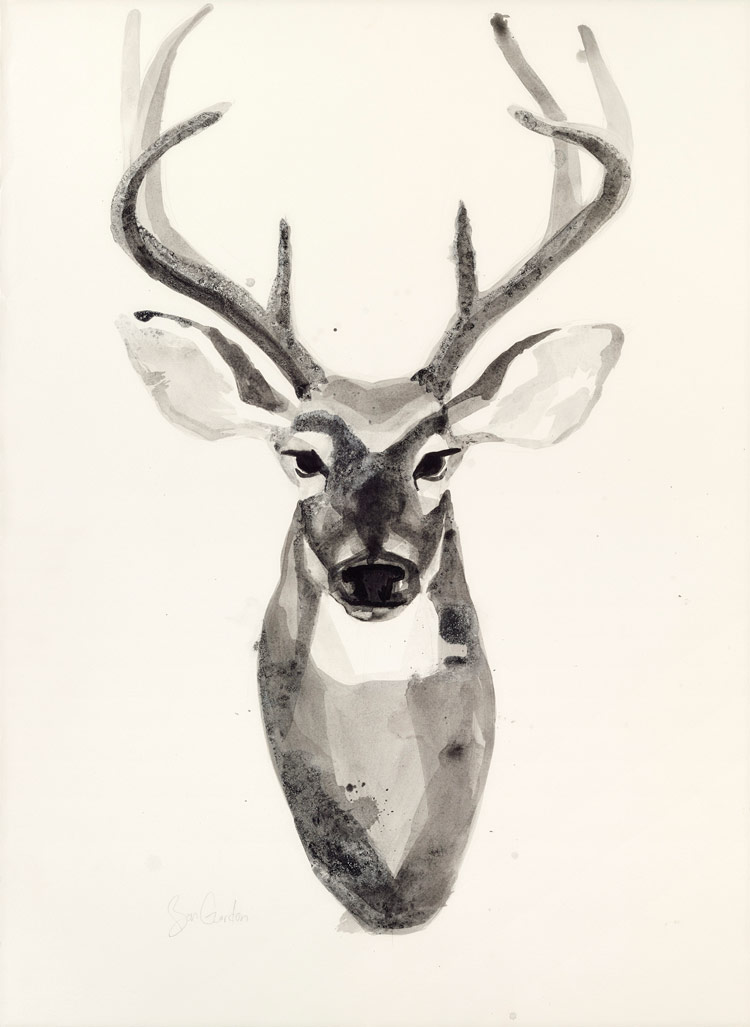 750x1027 Watercolor Deerhead 2 Grand Image Sale - Deer Head Watercolor