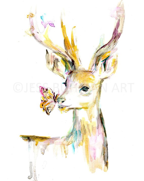 570x713 Deer Watercolor Print Deer Painting Watercolor Print Animal Etsy - Deer Watercolor
