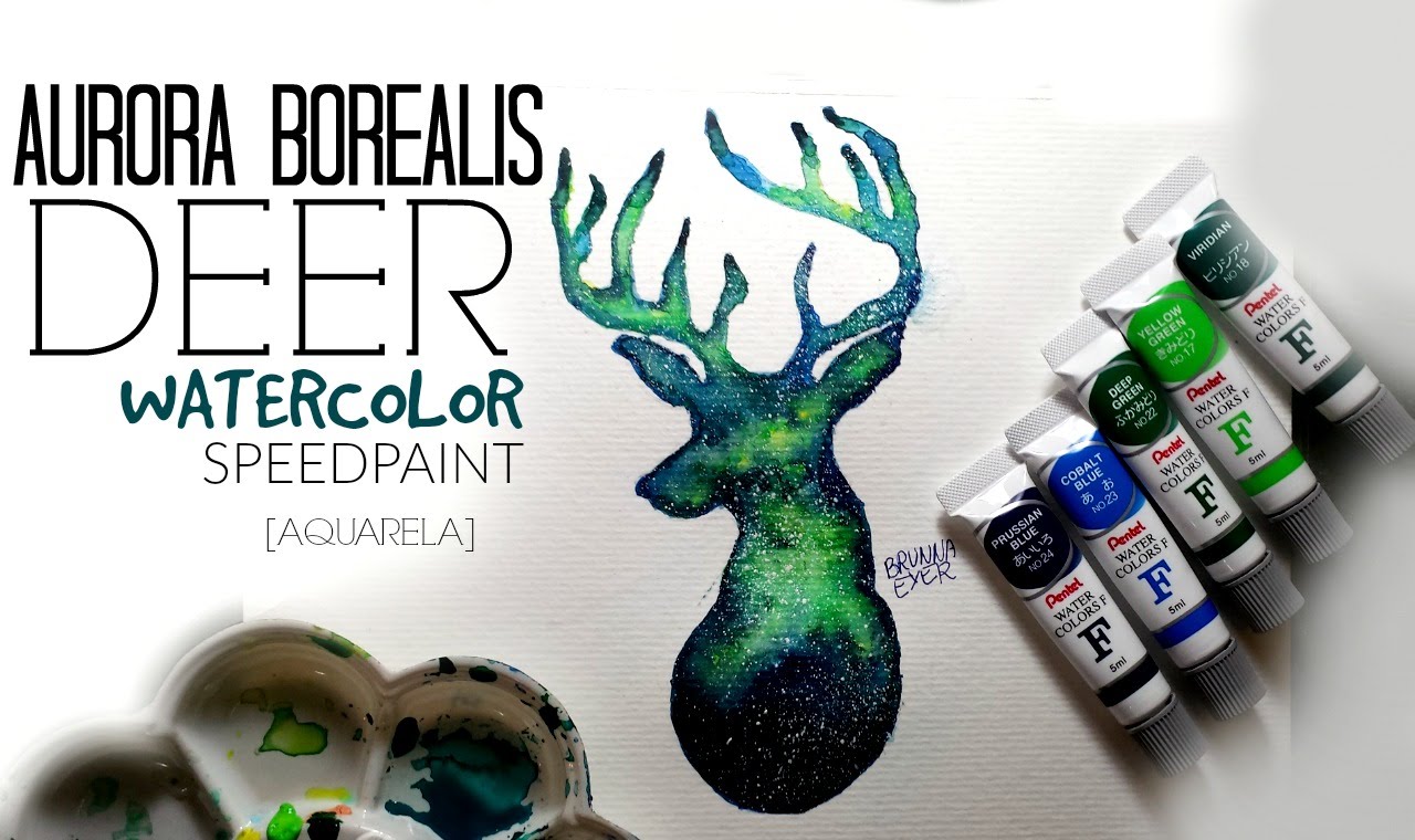 1280x760 Aurora Deer Watercolor Speedpaint [Aquarela] - Deer Watercolor