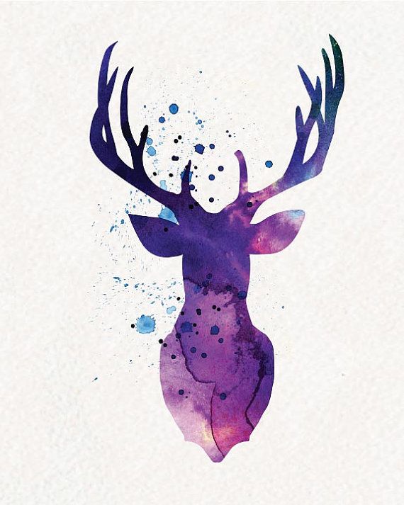 570x713 Purple Deer Watercolor Painting Wall Art Von Watercolormagazine - Deer Watercolor