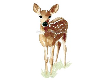 340x270 Watercolor Deer Etsy - Deer Watercolor