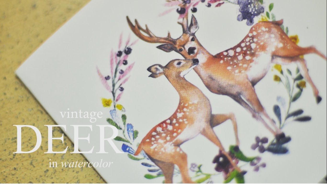 1366x770 Deer In Watercolor Speed Painting By Alodiayap - Deer Watercolor