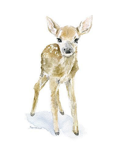 400x500 Deer Fawn Watercolor Print Handmade - Deer Watercolor