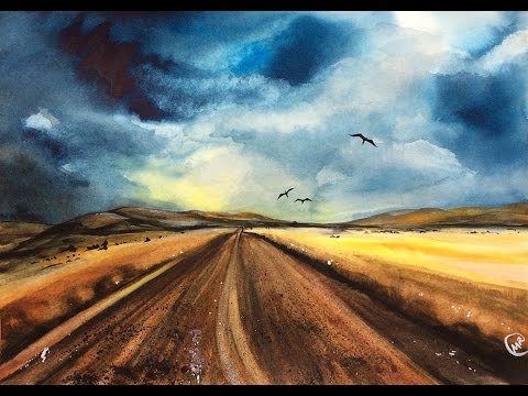 480x360 Watercolor Desert Road Real Time Painting Demonstration - Desert Watercolor