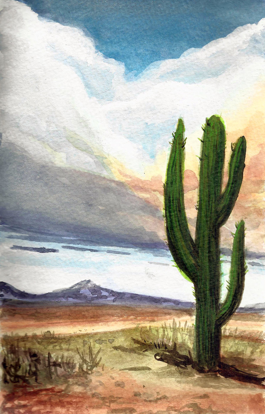 900x1404 Desert Watercolor Sketch By Lacee Shaw - Desert Watercolor Paintings