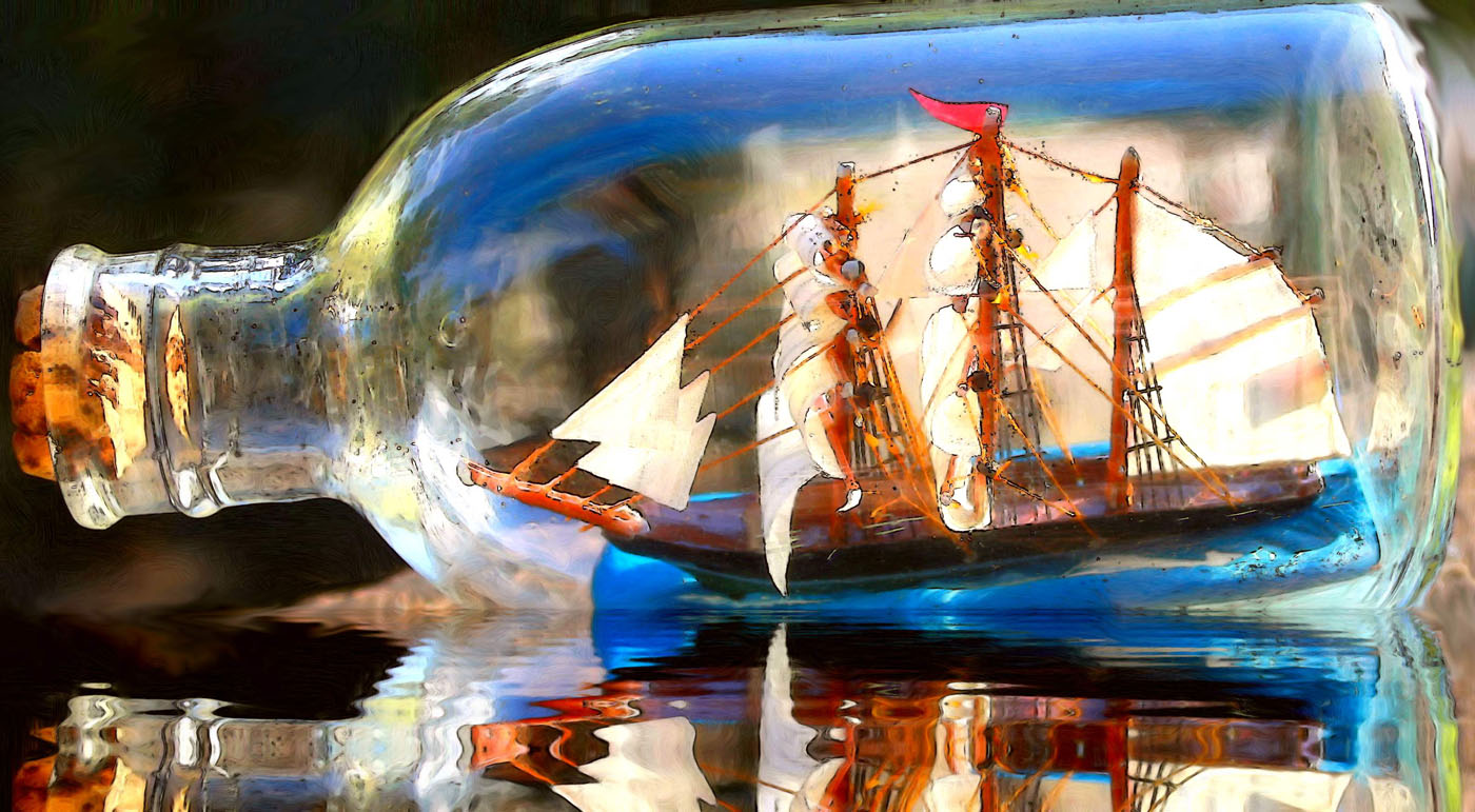 1400x771 Message In A Bottle - Detailed Watercolor