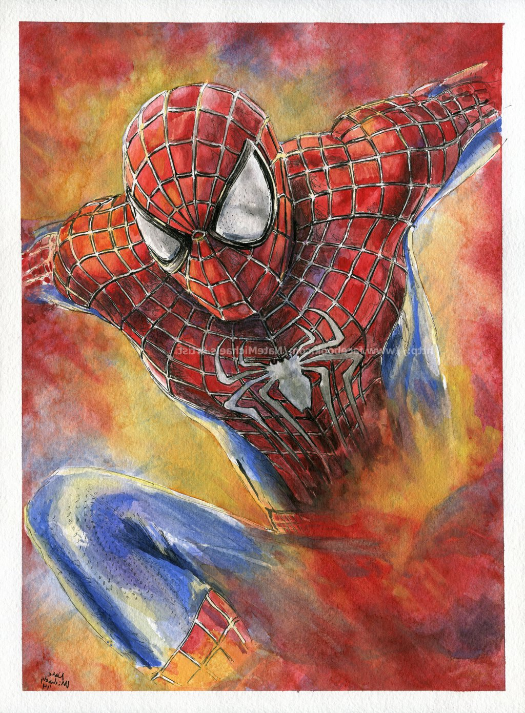 1024x1391 Watercolor And Ink Paintings Spider Man - Deviantart Watercolor