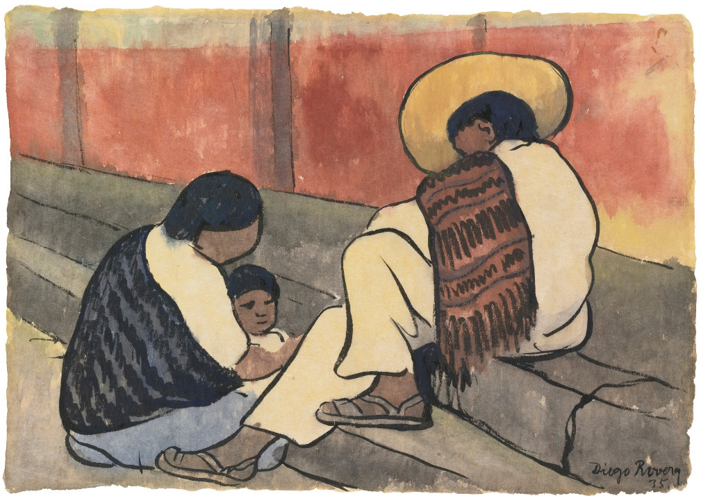 1009x715 Diego Rivera (1886 1957) - Diego Rivera Watercolor