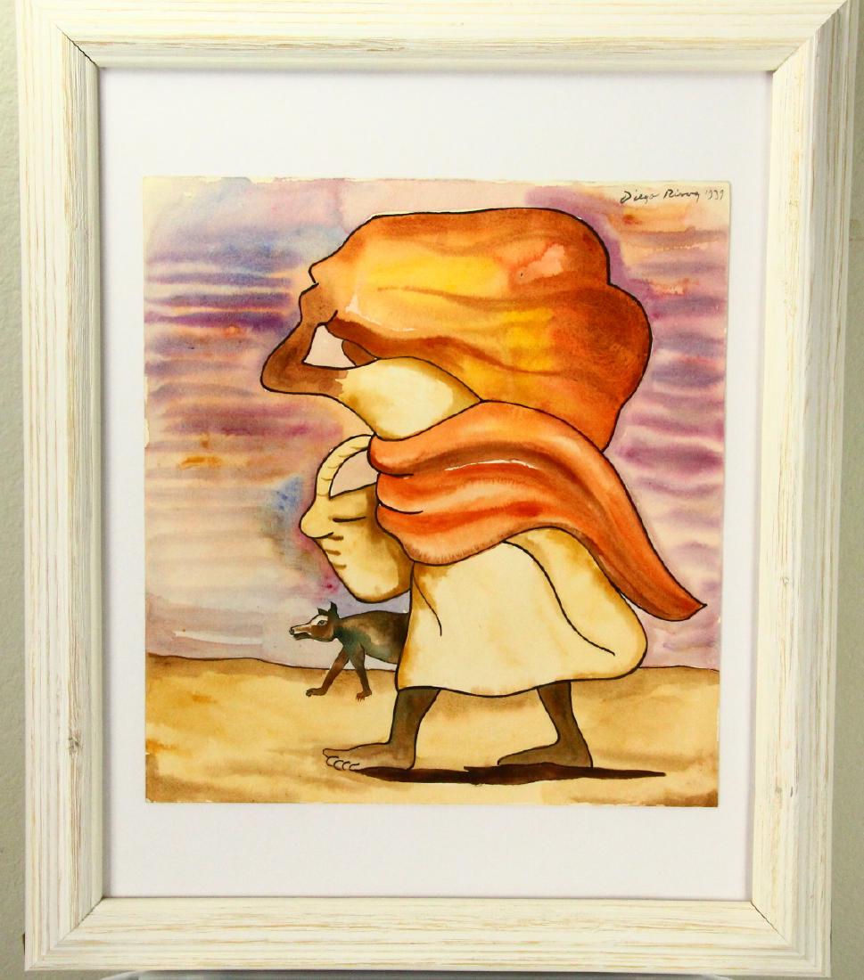 969x1100 Diego Rivera Original Watercolor On Paper Wcoa - Diego Rivera Watercolor