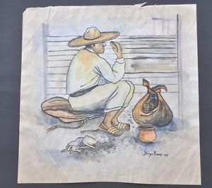 300x266 Diego Rivera Watercolor Drawing Signed And Dated Ebay - Diego Rivera Watercolor