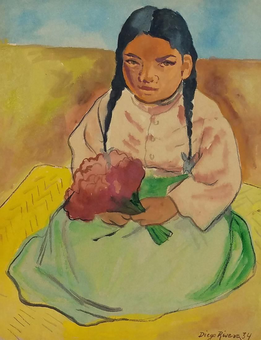 843x1100 Signed Diego Rivera Watercolor On Paper - Diego Rivera Watercolor
