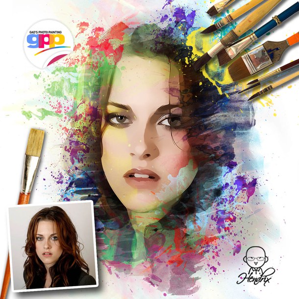 610x610 Brush, Digitalart, Graphic, Kristenstewart, Painting, Photo - Digital Art In Watercolor