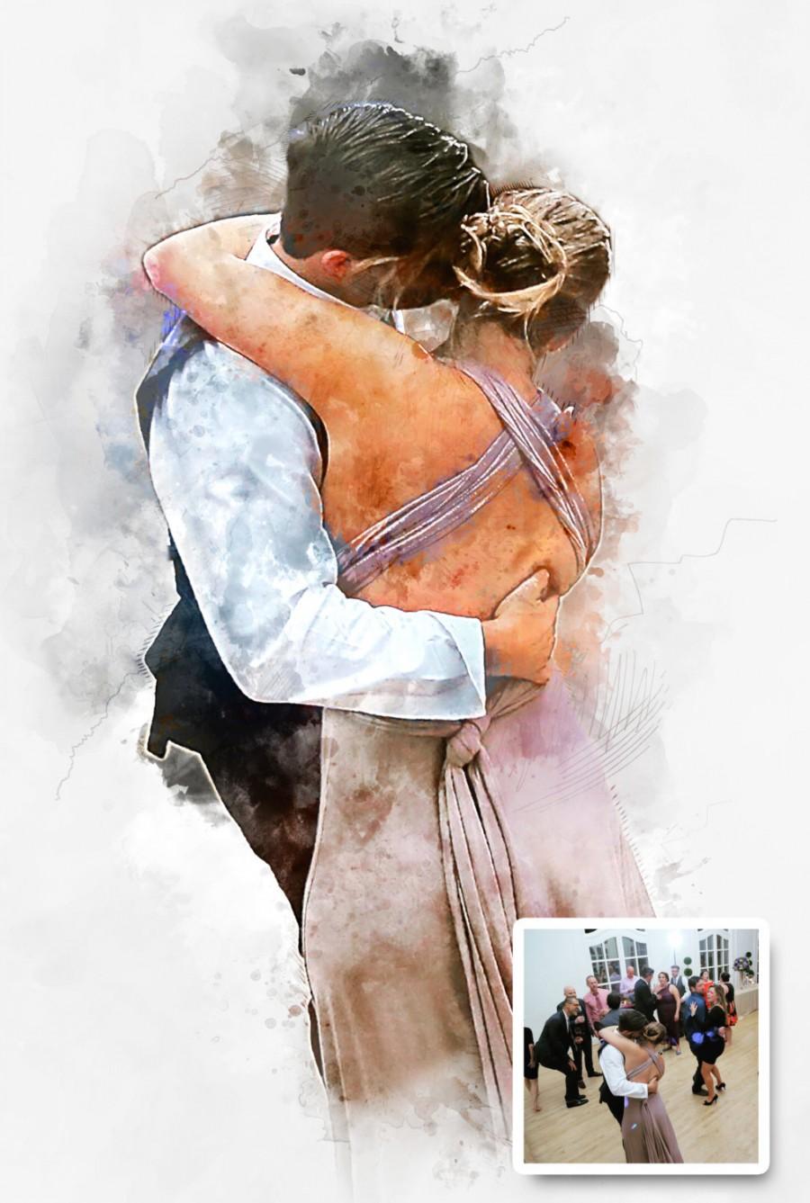 900x1337 Custom Watercolor, Custom Portrait, Painting From Photo, Wedding - Digital Art In Watercolor