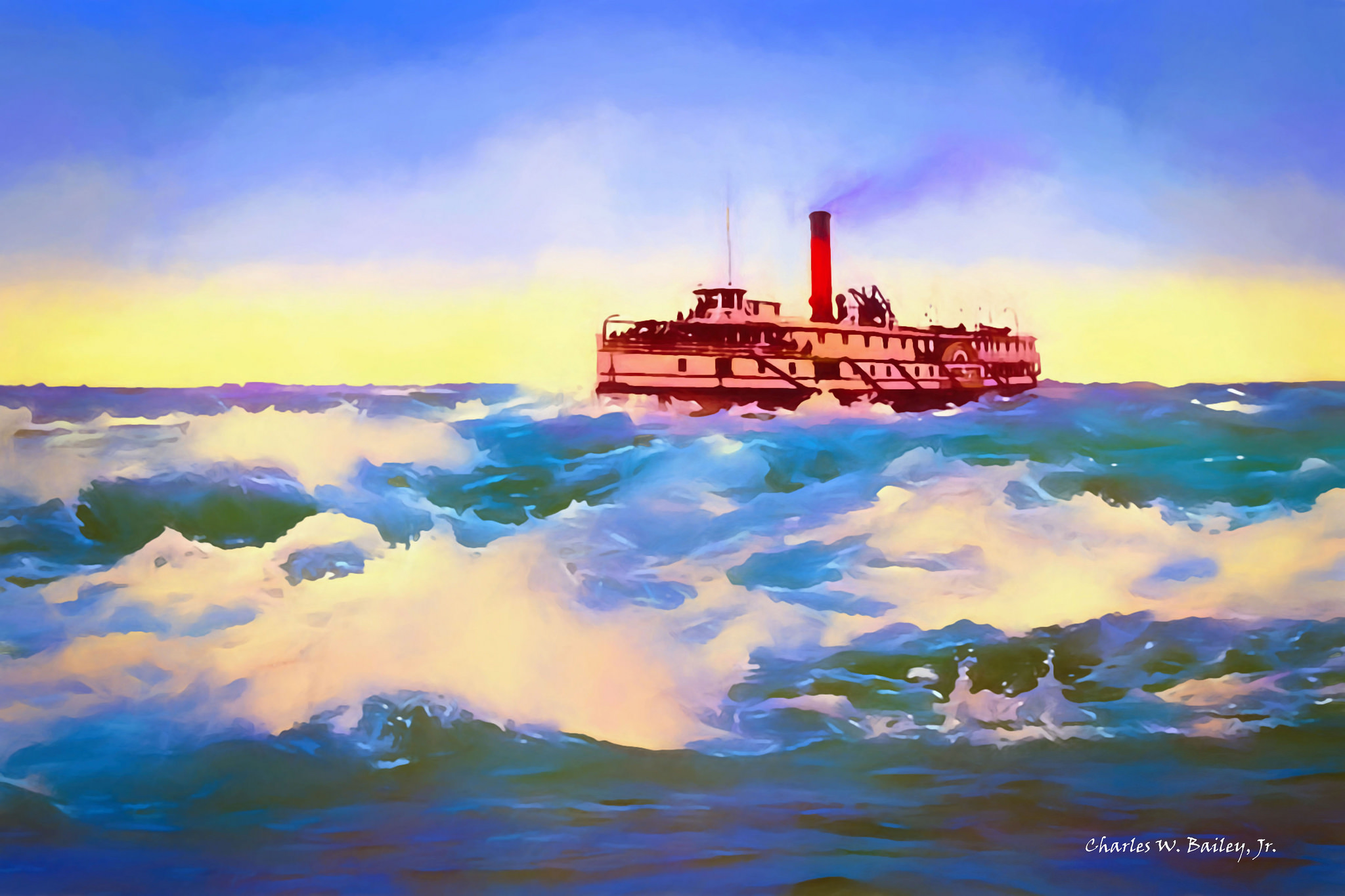 2048x1365 Digital Watercolor Painting Of The Lachine Rapids Charles W - Digital Watercolor