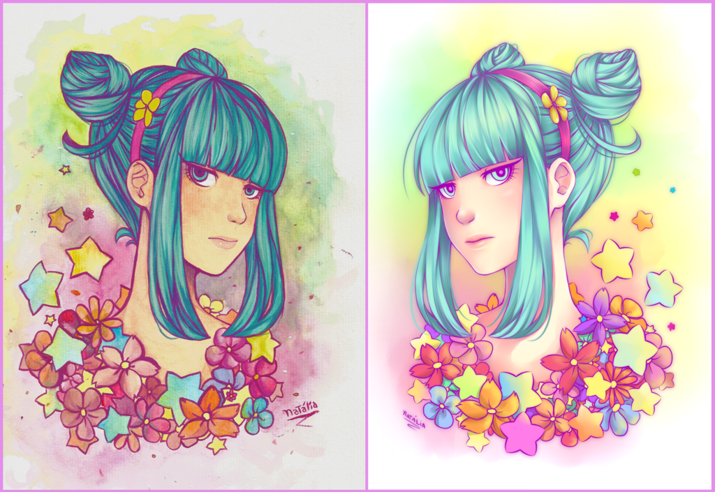 1024x705 Girl - Digital Watercolor