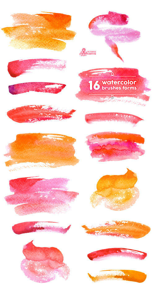 500x947 Watercolor Brushes Forms Clipart 16 Digital Files. Hand Painted - Digital Watercolor Brushes