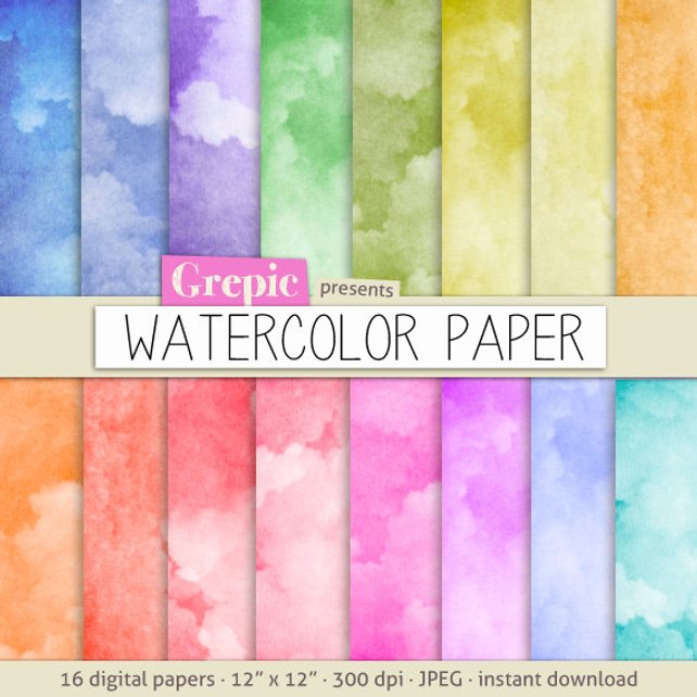 642x642 Watercolor Digital Paper Watercolor Paper With Etsy - Digital Watercolor Paper