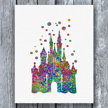 354x354 Cinderella Disney Castle Watercolor Art From Allartprints - Disney Castle Watercolor