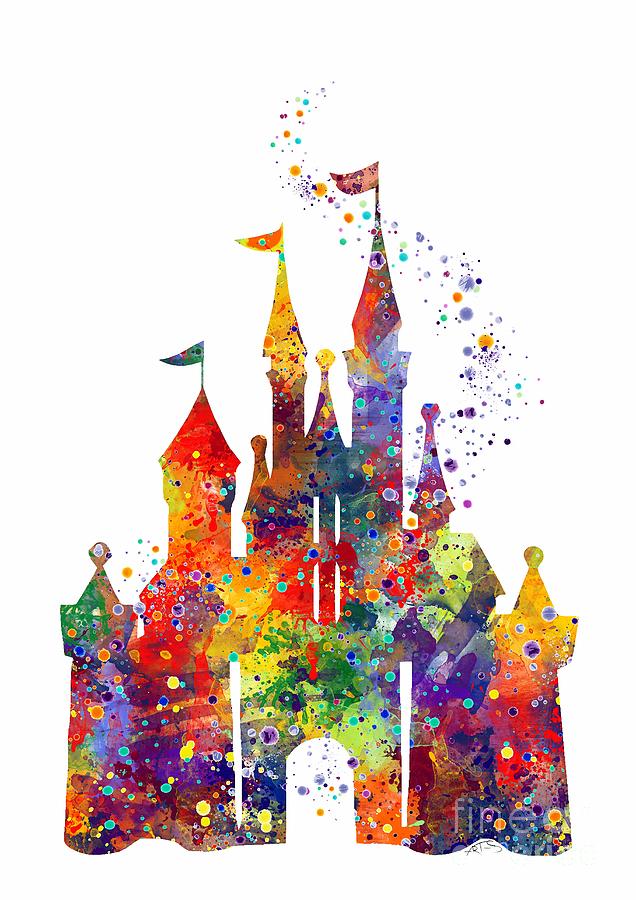 636x900 Disney Castle 6 Watercolor Print Digital Art By Svetla Tancheva - Disney Castle Watercolor