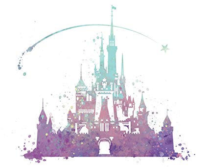 425x340 8x10 P02 Disney Castle Poster. Inspired Watercolor - Disney Castle Watercolor