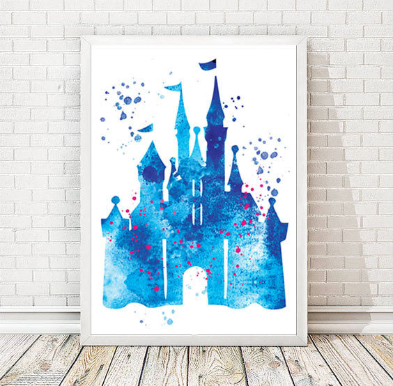 564x554 Disney Castle Watercolor Art Print Disney Cinderella - Disney Castle Watercolor