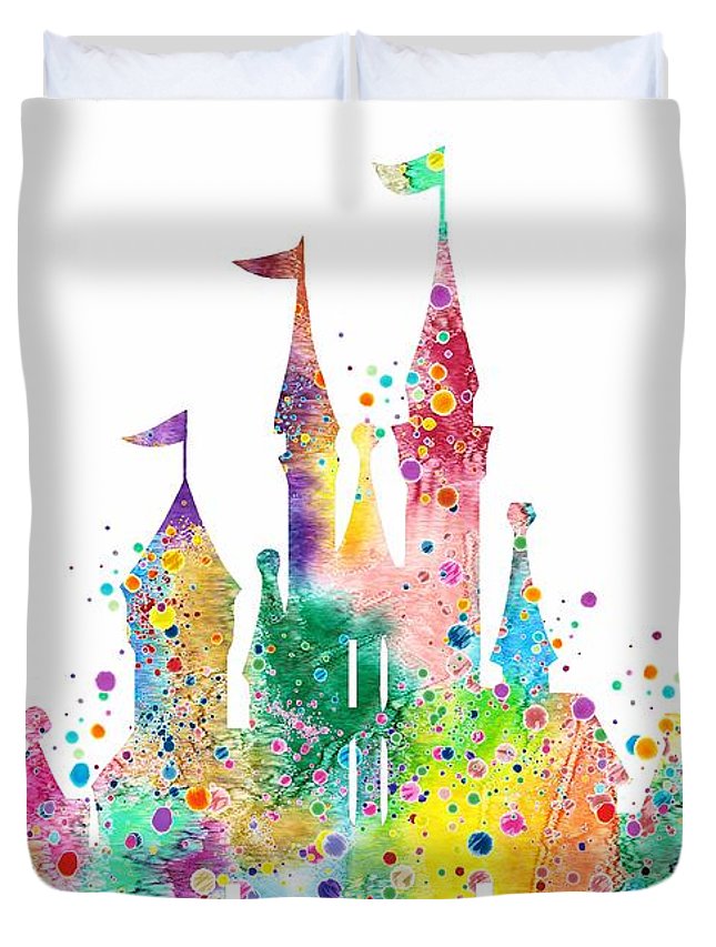 645x853 Disney Castle Watercolor Print Duvet Cover For Sale By Svetla Tancheva - Disney Castle Watercolor