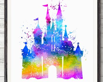 340x270 Disney Castle Poster Etsy - Disney Castle Watercolor